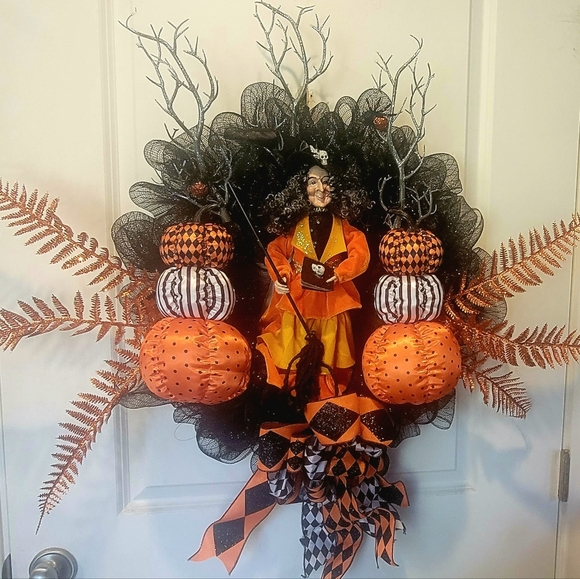 Halloween Witch Wreath Enchanted Forest Deco Mesh Bows - Picture 8 of 8